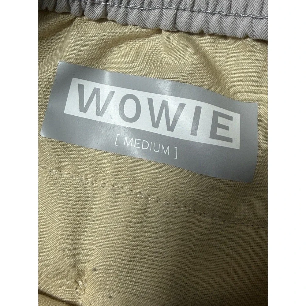 WOWIE Men’s Medium Khaki Hybrid Volley Shorts Elastic Drawstring Beach Casual